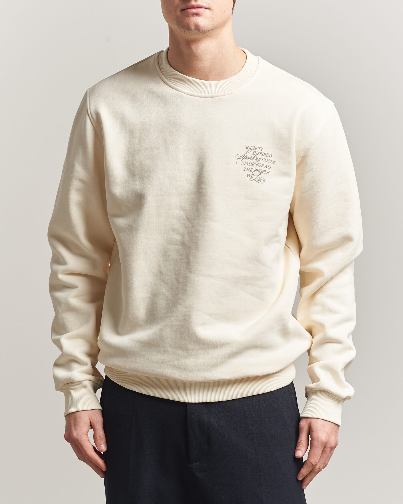 Heren | Truien | LES DEUX | Ben Faience Sweatshirt Eggnog White