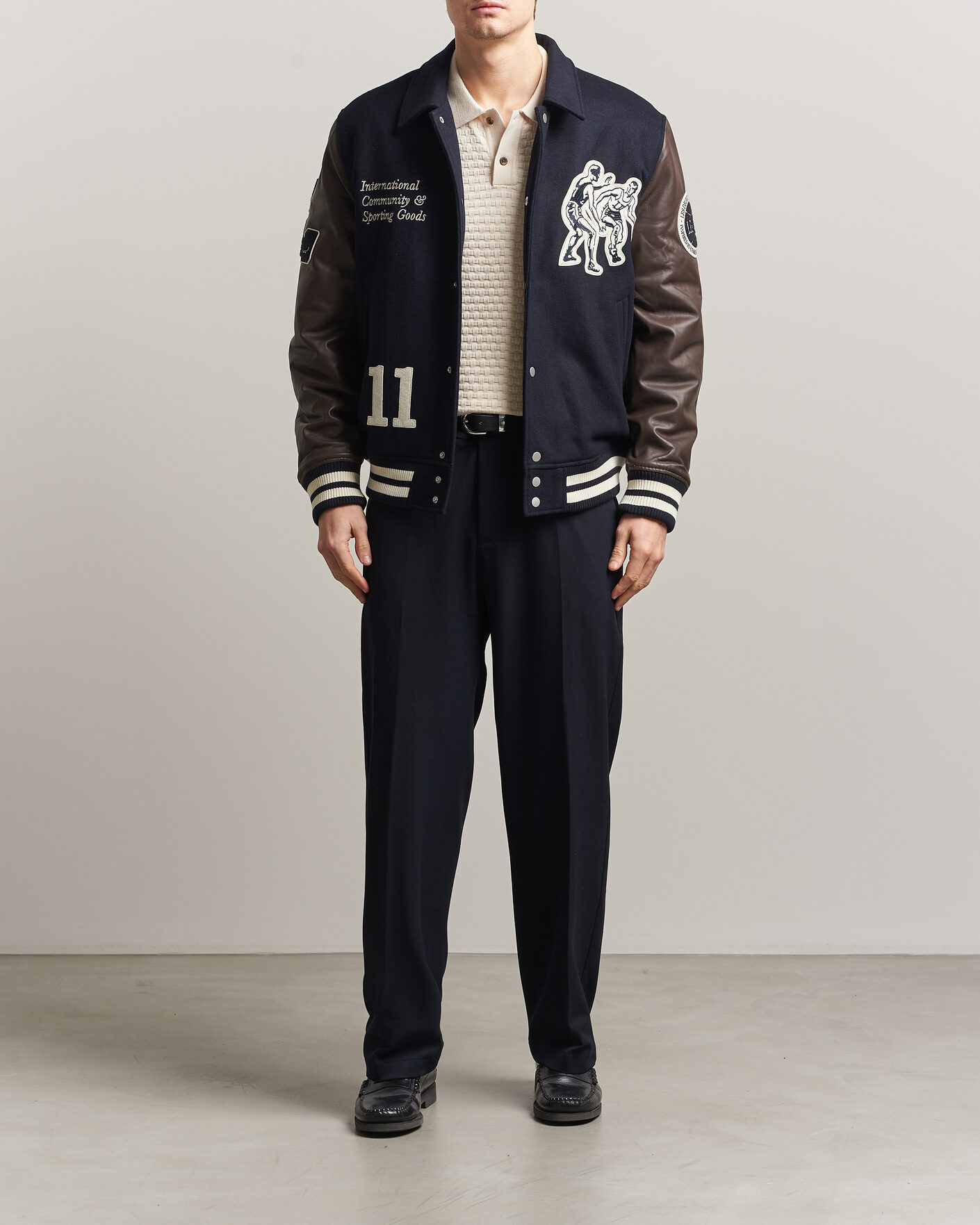 Heren | Jassen | LES DEUX | Basket Varsity Wool Jacket Dark Navy