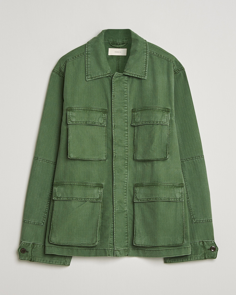 Heren | Jassen | Jeanerica | Luc Herringbone Shirt Jacket Chevron Green
