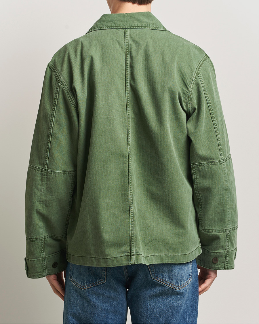 Heren | Jassen | Jeanerica | Luc Herringbone Shirt Jacket Chevron Green