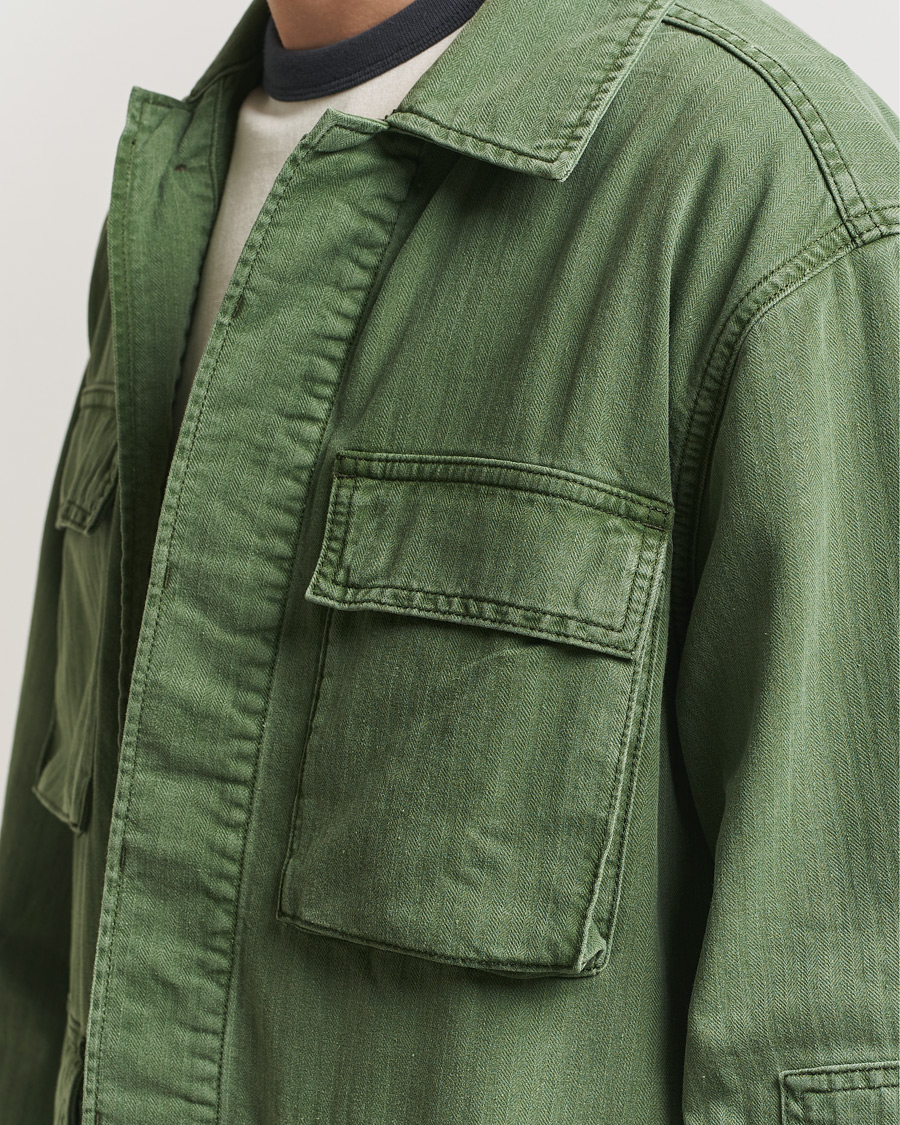 Heren | Jassen | Jeanerica | Luc Herringbone Shirt Jacket Chevron Green
