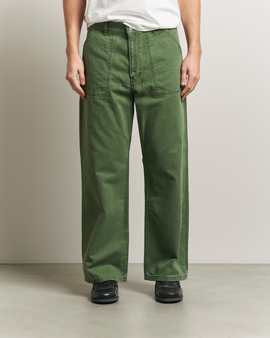 Heren | Broeken | Jeanerica | Genua Herringbone Worker Chino Chevron Green