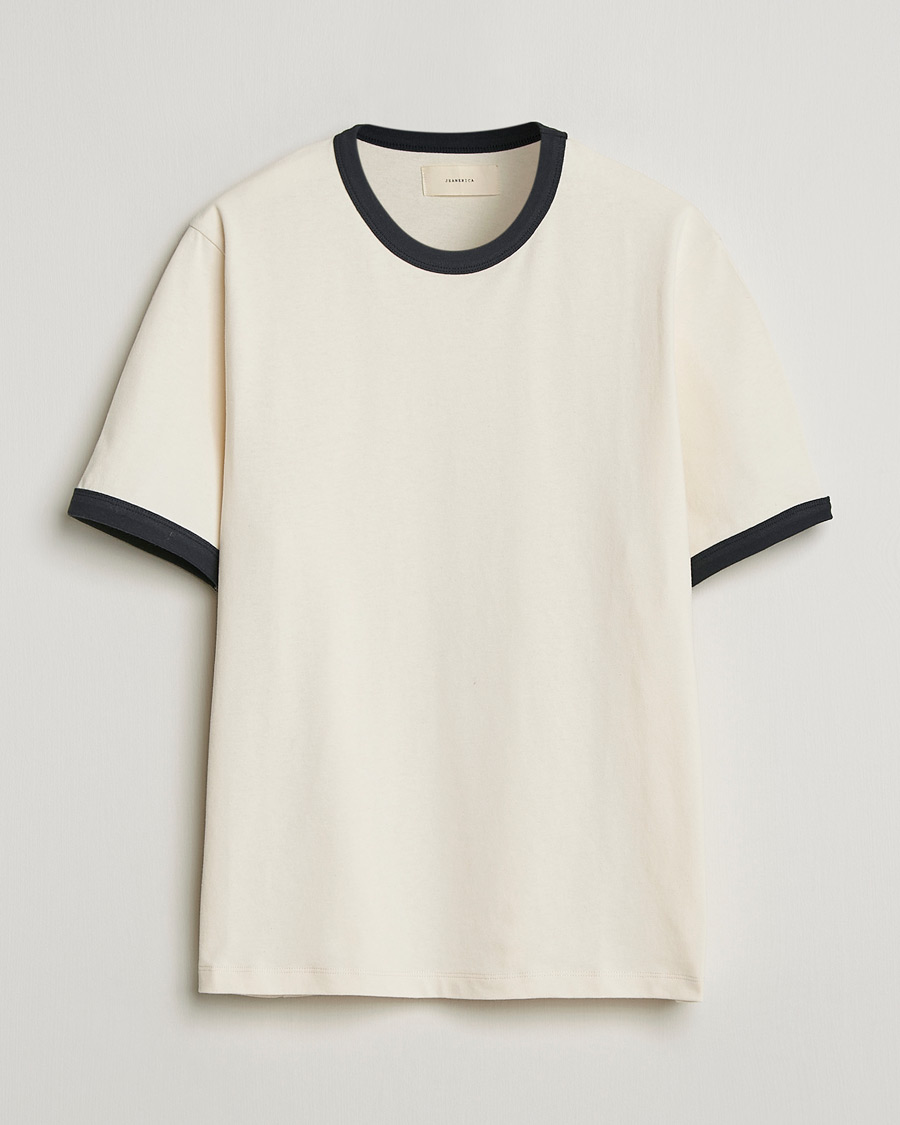 Heren | T-shirts | Jeanerica | Ringer Crew Neck T-Shirt Off White