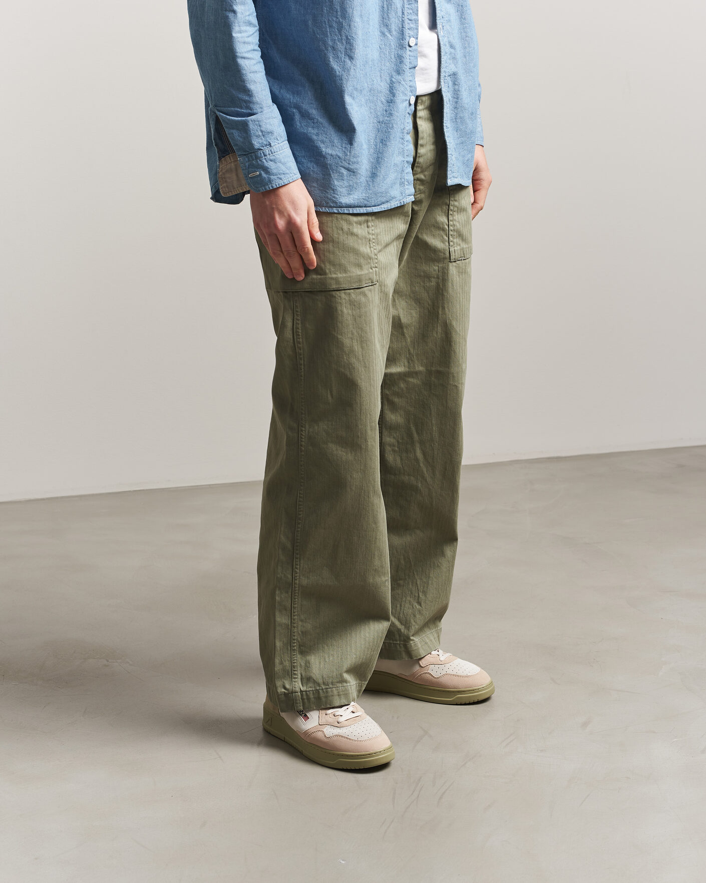 Heren | Sneakers | Autry | Medalist Low Suede Mix Sneaker Green/White/Sand