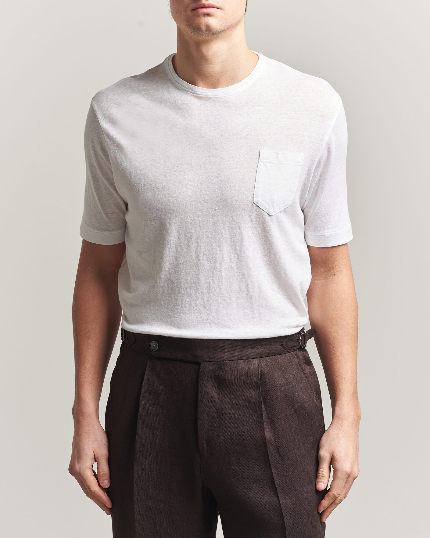 Heren | T-shirts | Massimo Alba | Panarea Cotton/Linen T-Shirt White