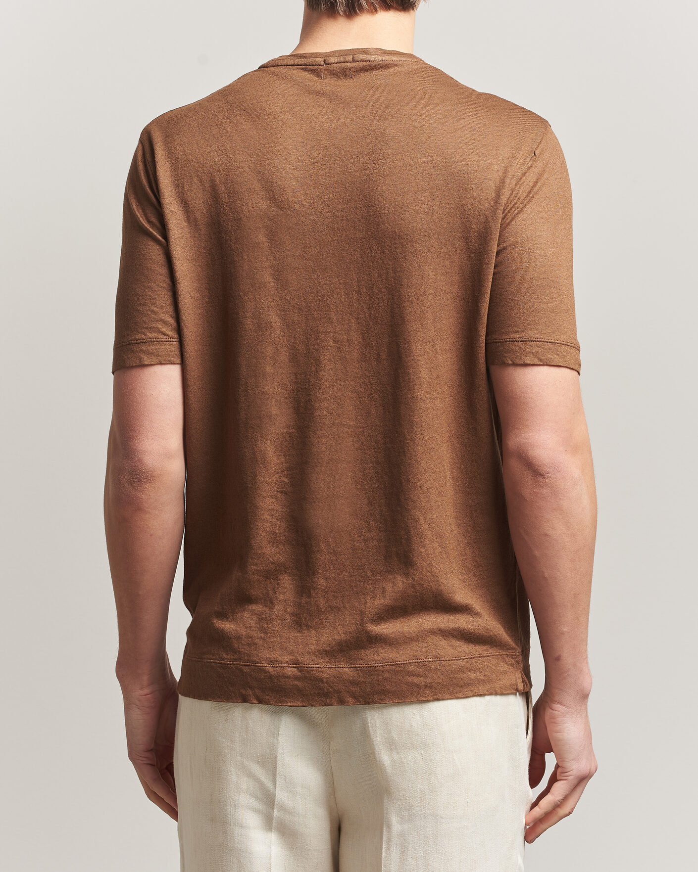 Heren | T-shirts | Massimo Alba | Panarea Cotton/Linen T-Shirt Wood
