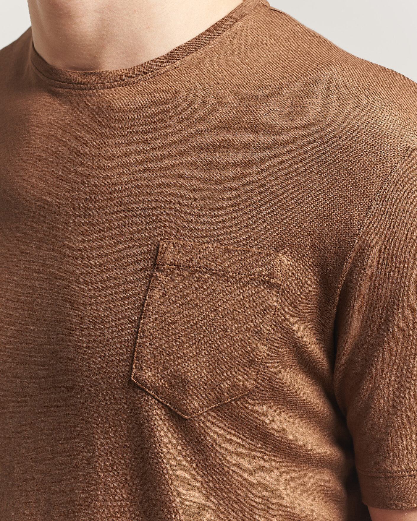 Heren | T-shirts | Massimo Alba | Panarea Cotton/Linen T-Shirt Wood