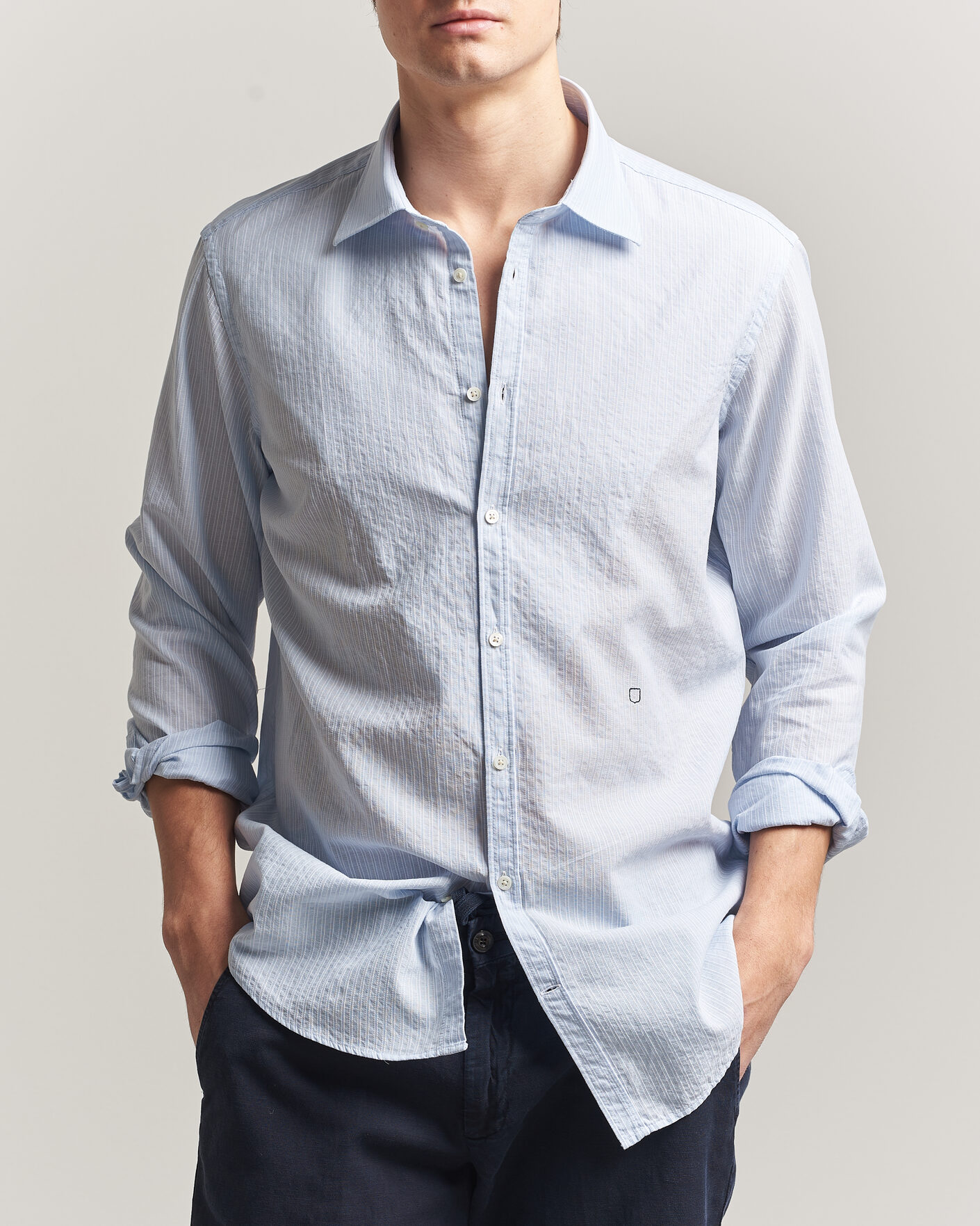 Heren | Overhemden | Massimo Alba | Genova Striped Shirt Sky Blue