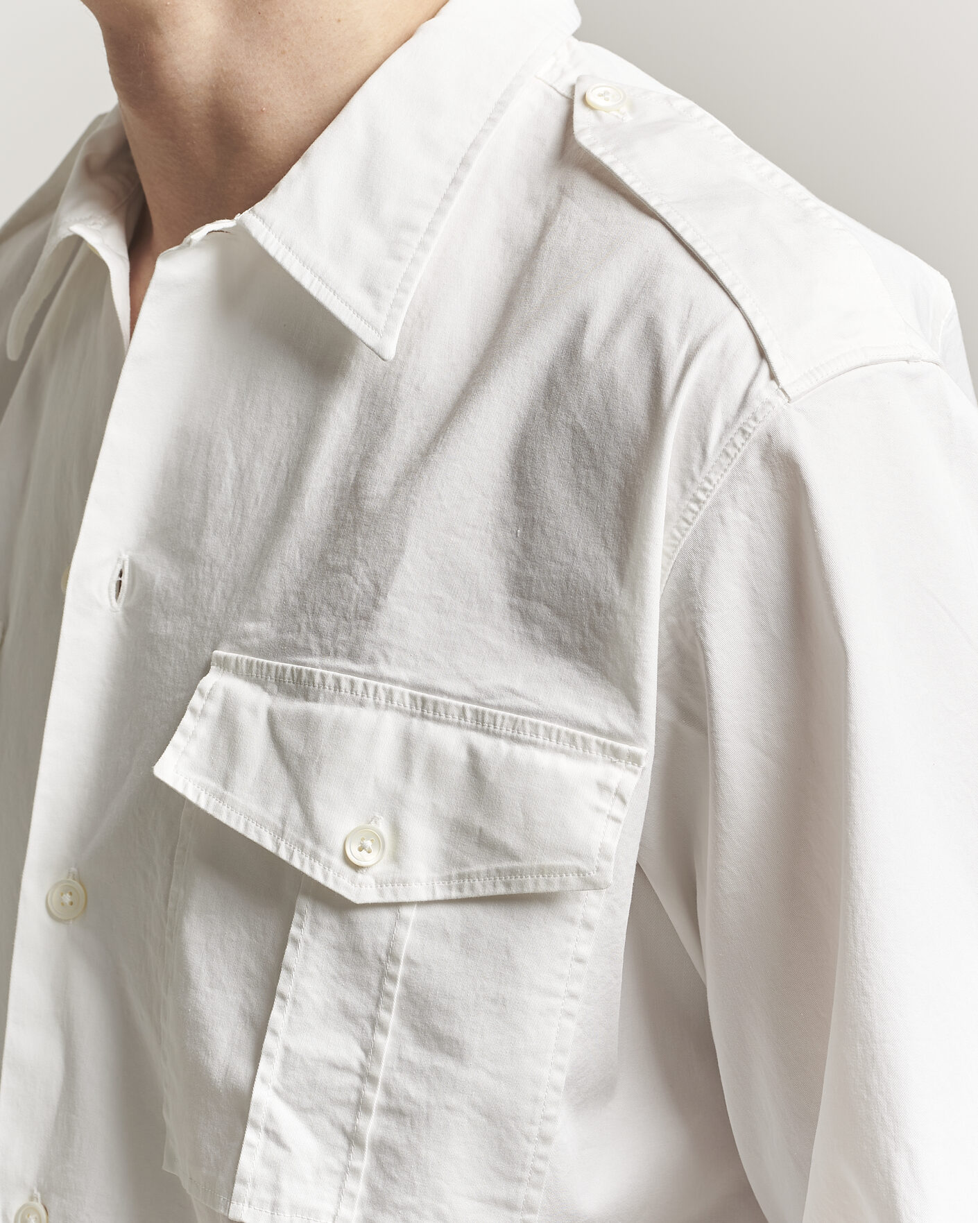 Heren | Overhemden | Massimo Alba | Army Double Pocket Shirt White