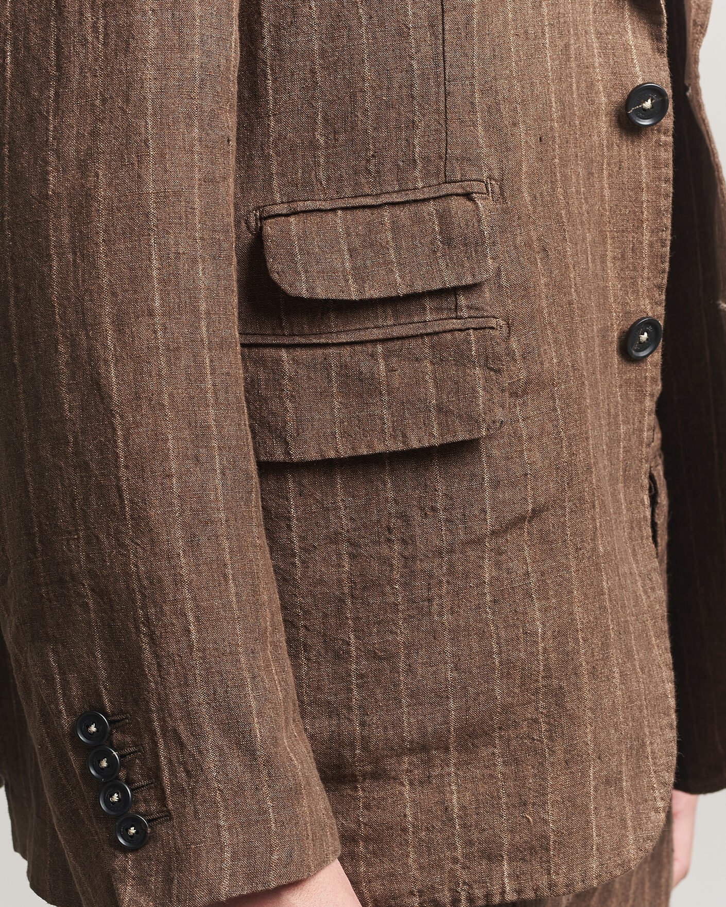 Heren | Pakken | Massimo Alba | Sloop Linen Suit Brown Pinstripe