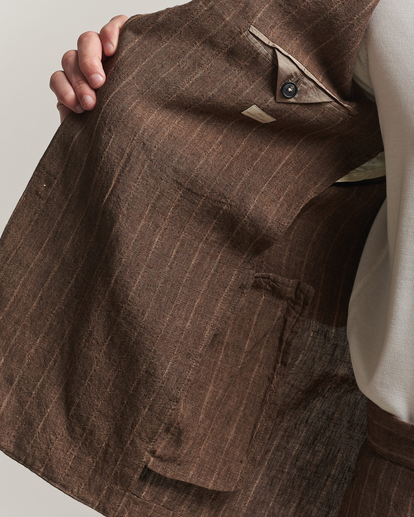 Heren | Pakken | Massimo Alba | Sloop Linen Suit Brown Pinstripe