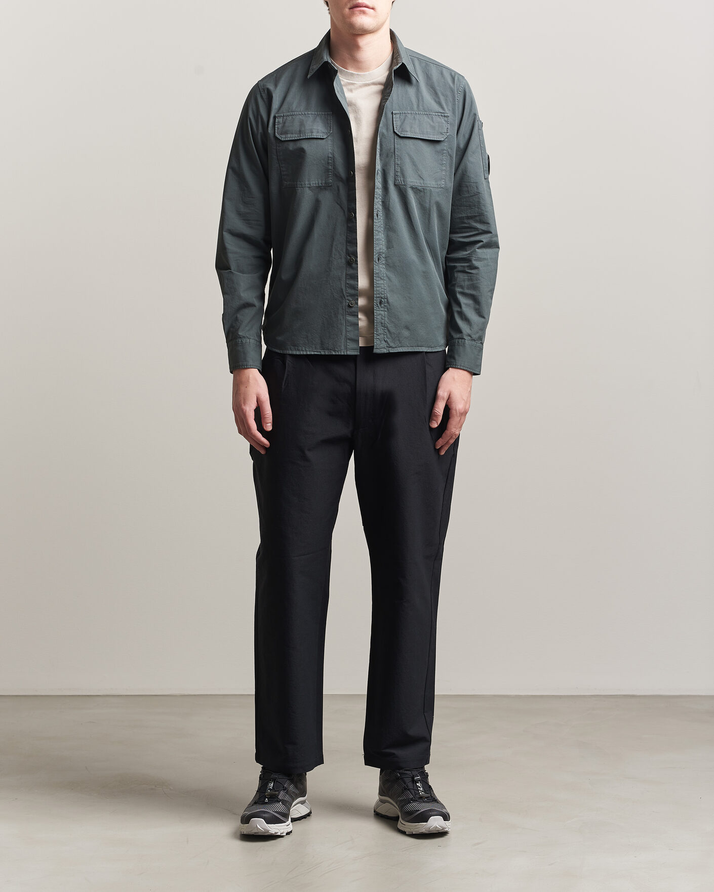 Heren | Overhemden | C.P. Company | Organic Gabardine Pocket Shirt Dark Grey