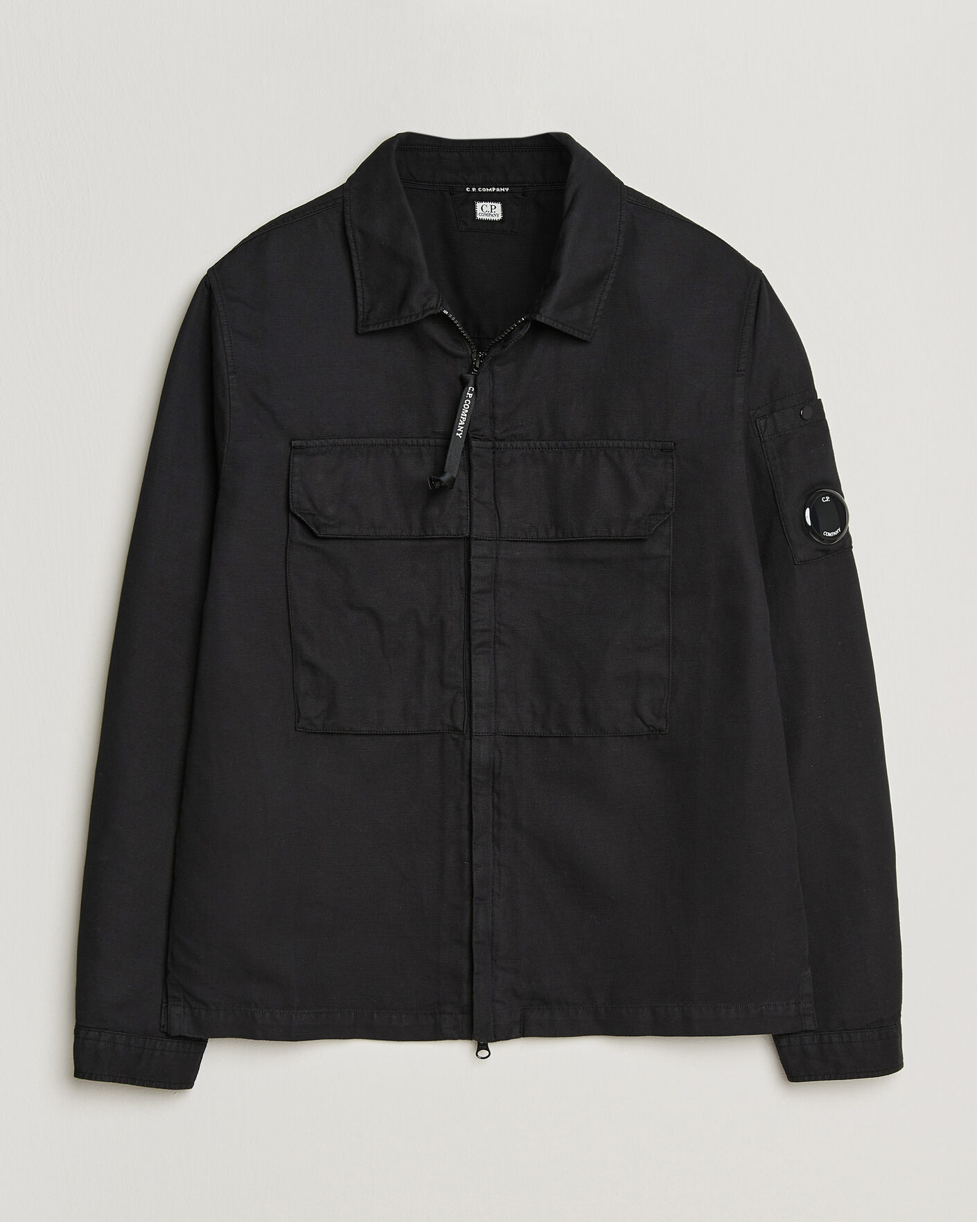 Heren | Overhemden | C.P. Company | Cotton/Linen Zip Overshirt Black