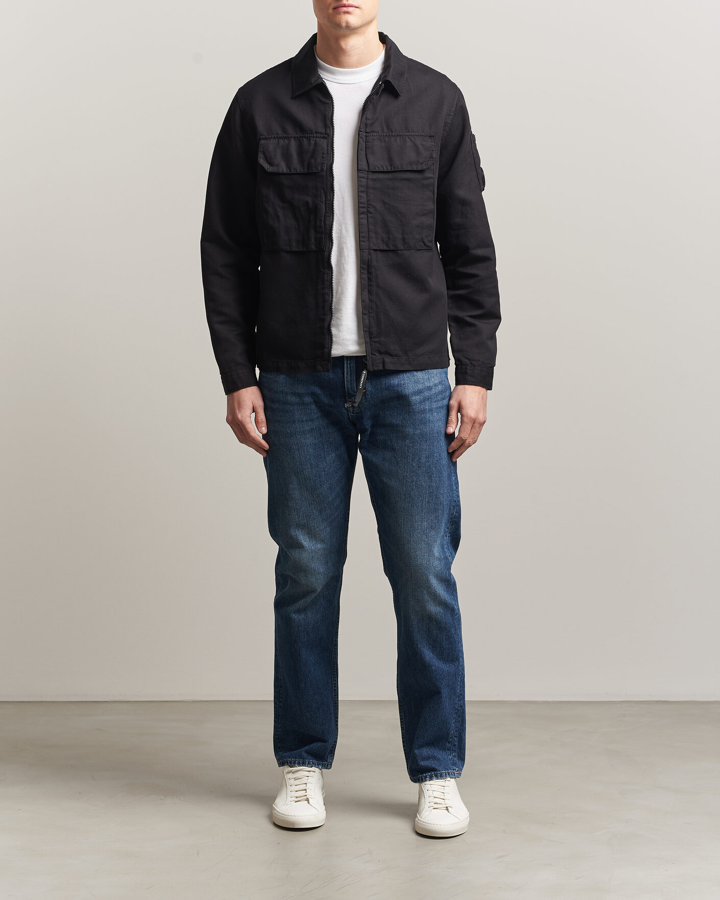Heren | Overhemden | C.P. Company | Cotton/Linen Zip Overshirt Black
