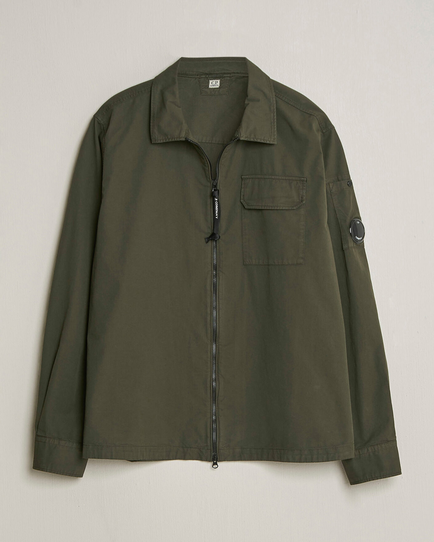 Heren | Overhemden | C.P. Company | Garment Dyed Gabardine Zip Overshirt Dark Green