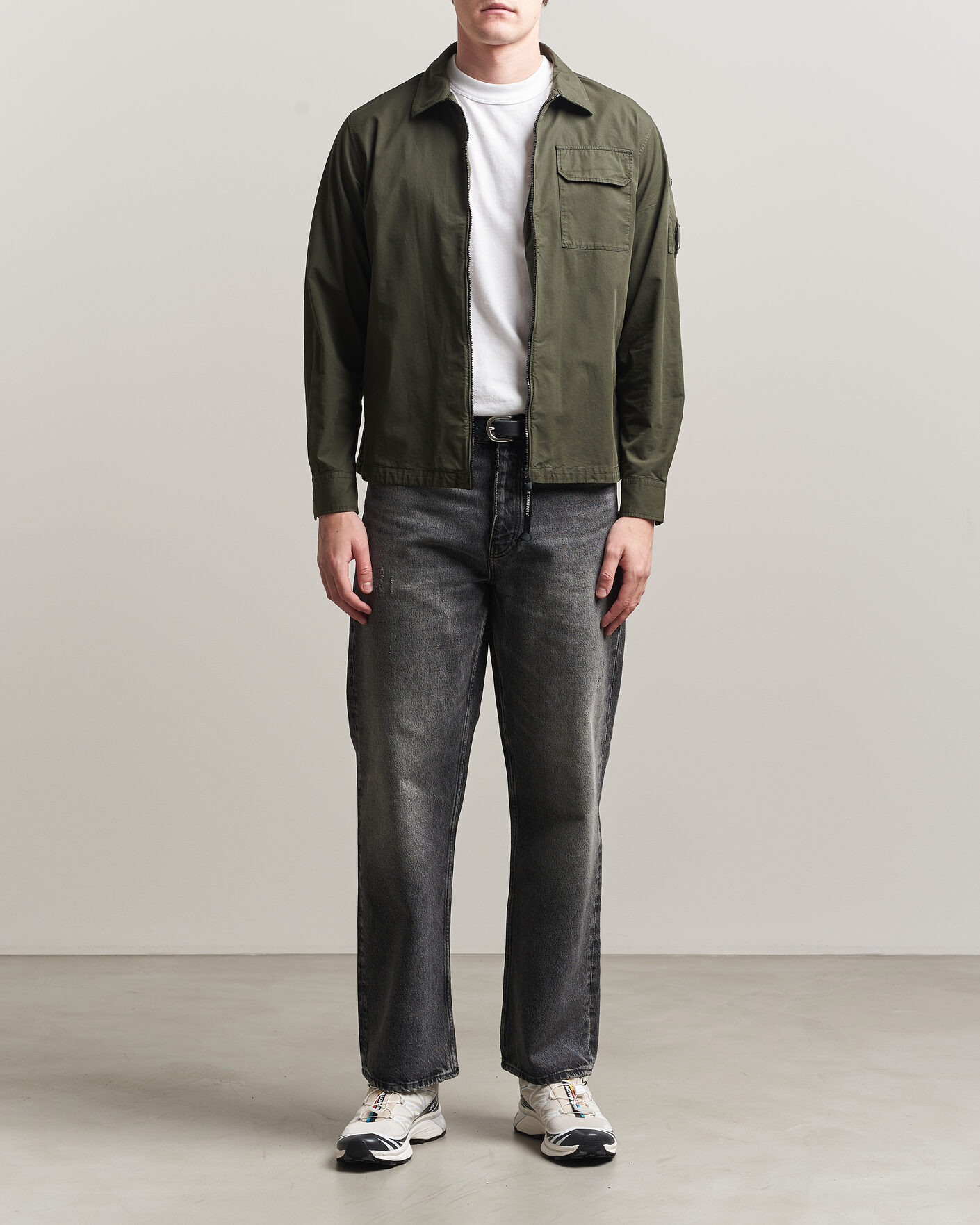 Heren | Overhemden | C.P. Company | Garment Dyed Gabardine Zip Overshirt Dark Green