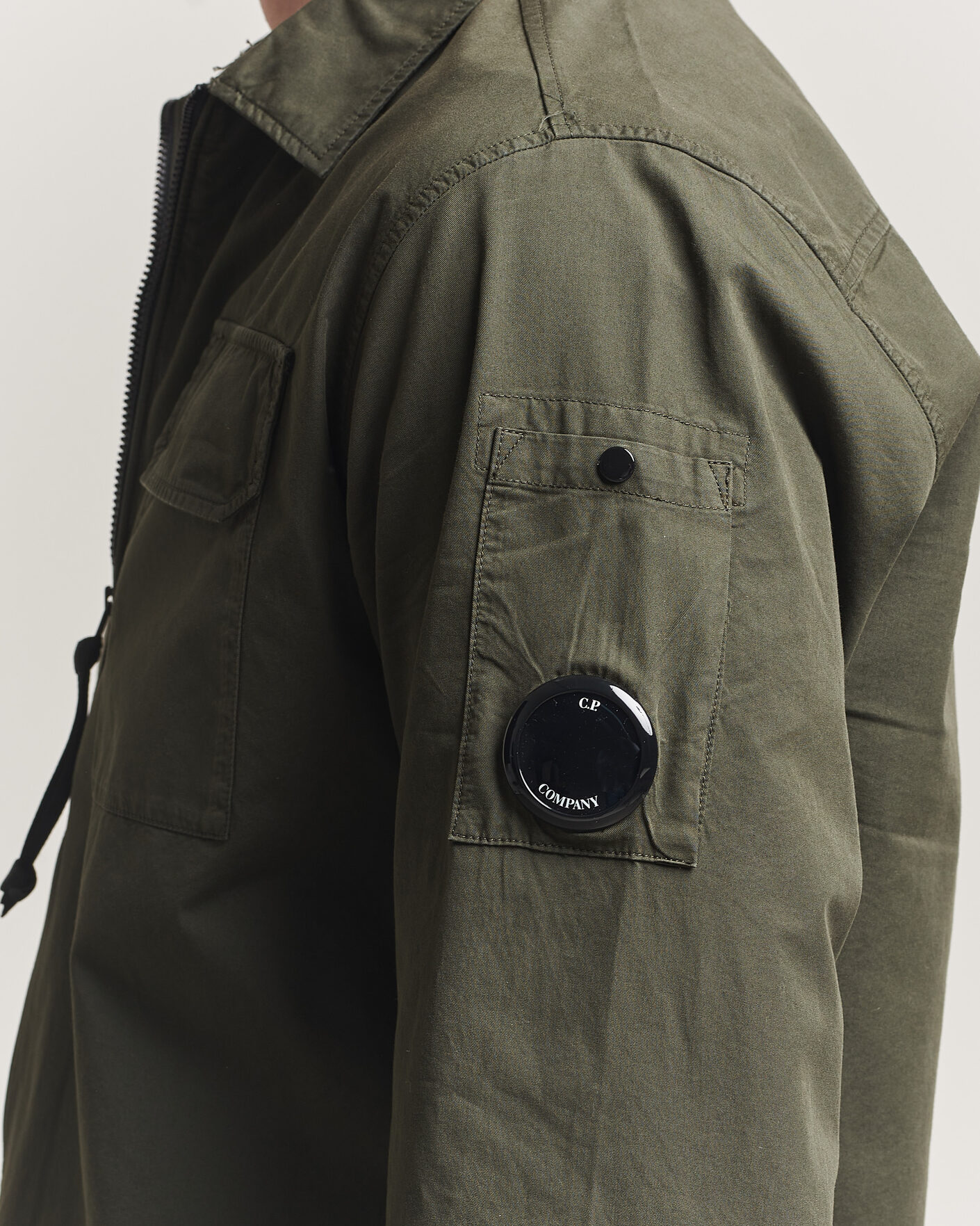 Heren | Overhemden | C.P. Company | Garment Dyed Gabardine Zip Overshirt Dark Green