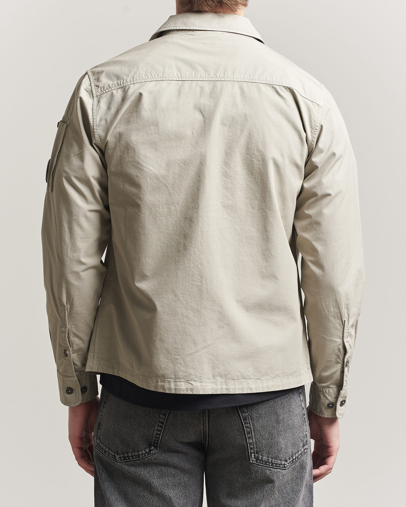 Heren | Overhemden | C.P. Company | Garment Dyed Gabardine Zip Overshirt Light Grey