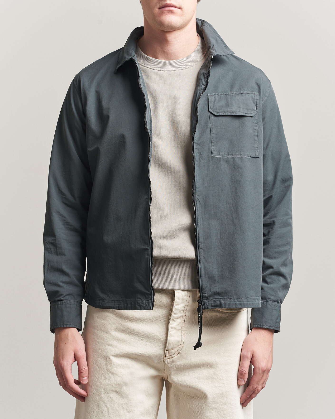Heren | Overhemden | C.P. Company | Garment Dyed Gabardine Zip Overshirt Dark Grey