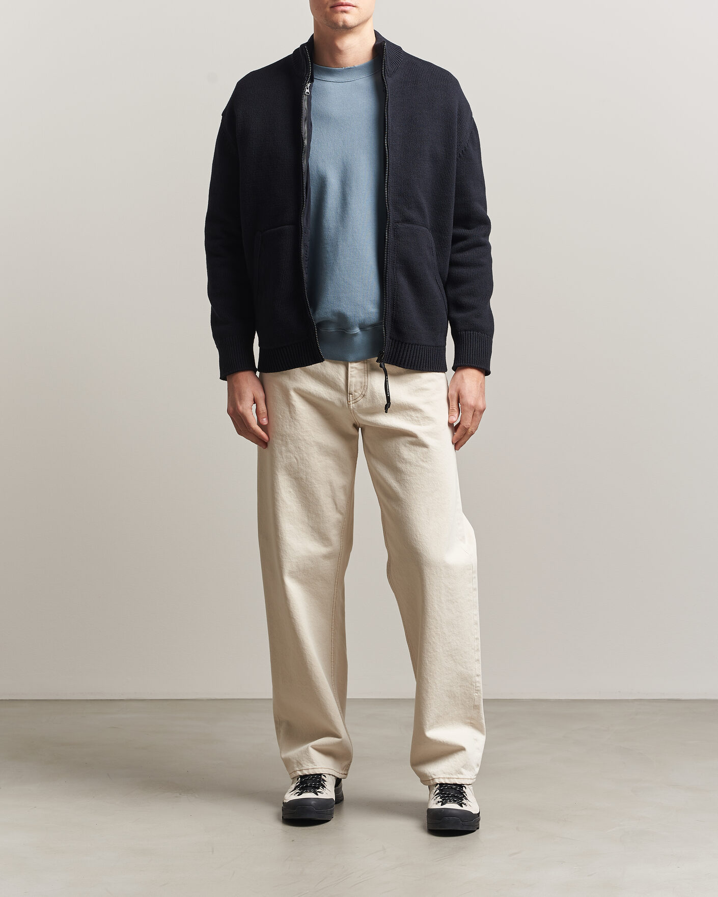 Heren | Truien | C.P. Company | Cotton Mix 2 in 1 Knitted Sweater Navy