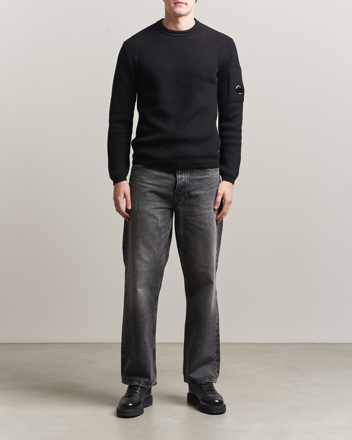 Heren | Truien | C.P. Company | Sea Island Knitted Cotton Crewneck Black