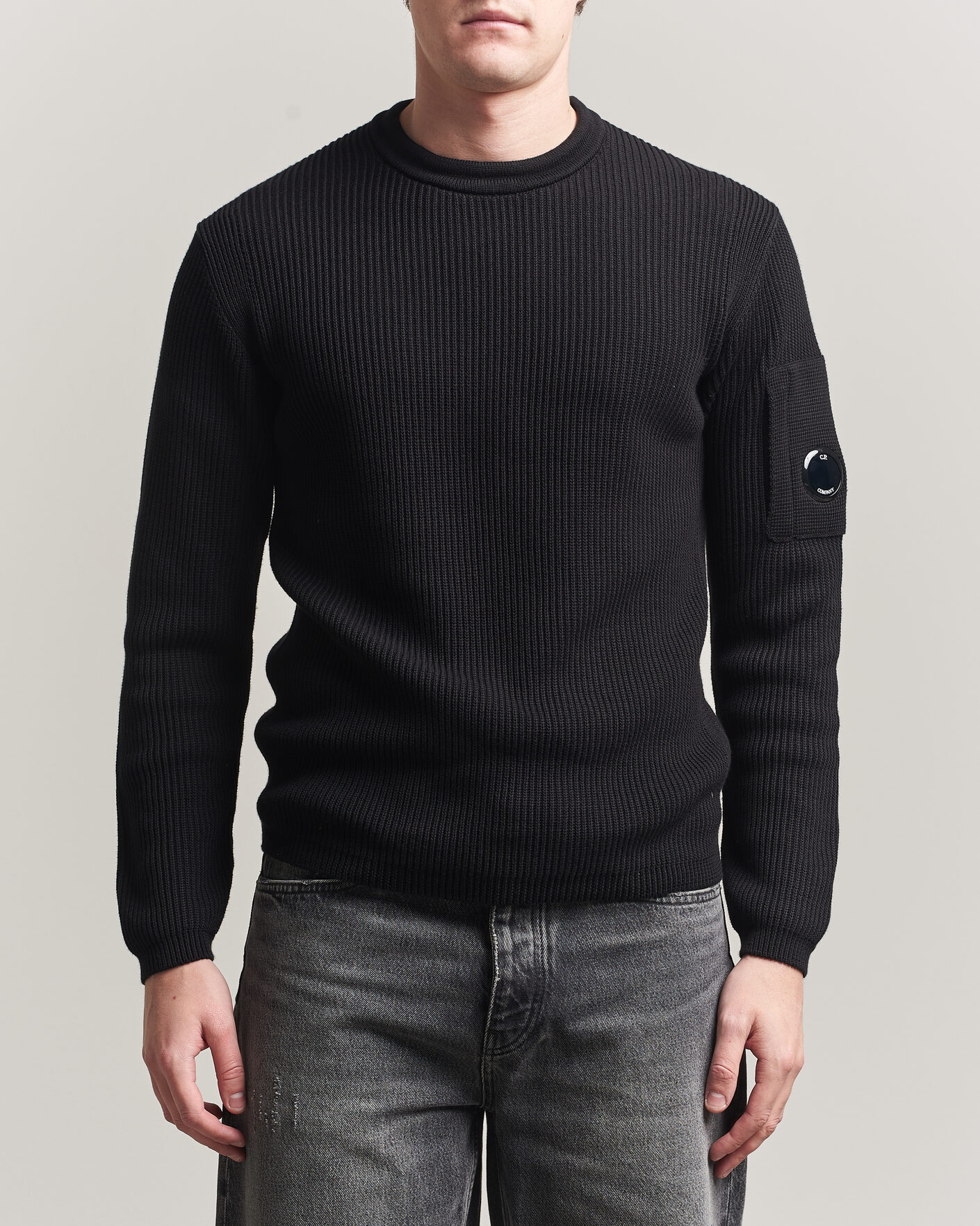 Heren | Truien | C.P. Company | Sea Island Knitted Cotton Crewneck Black
