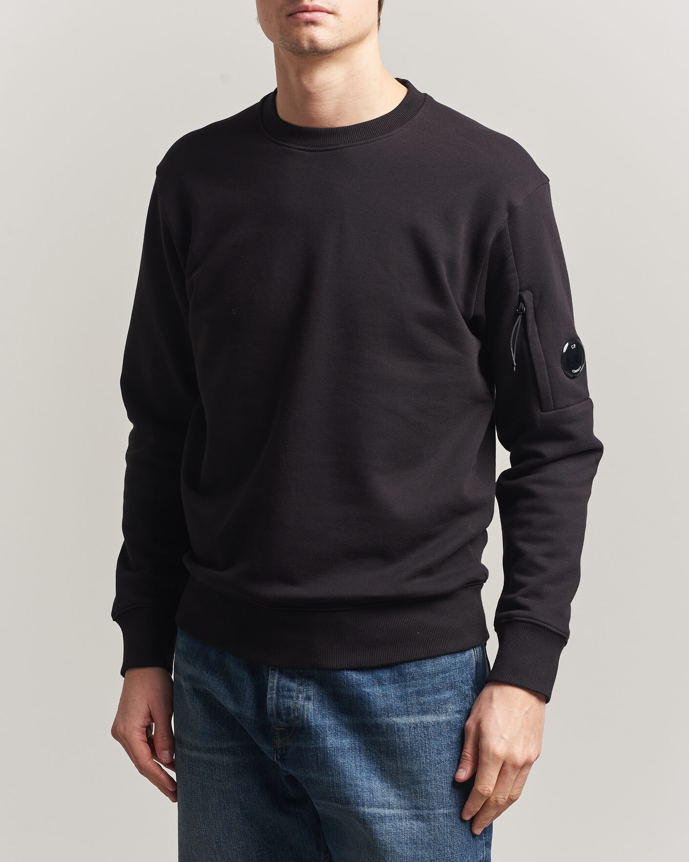 Heren | Truien | C.P. Company | Diagonal Raised Fleece Lens Sweatshirt Black