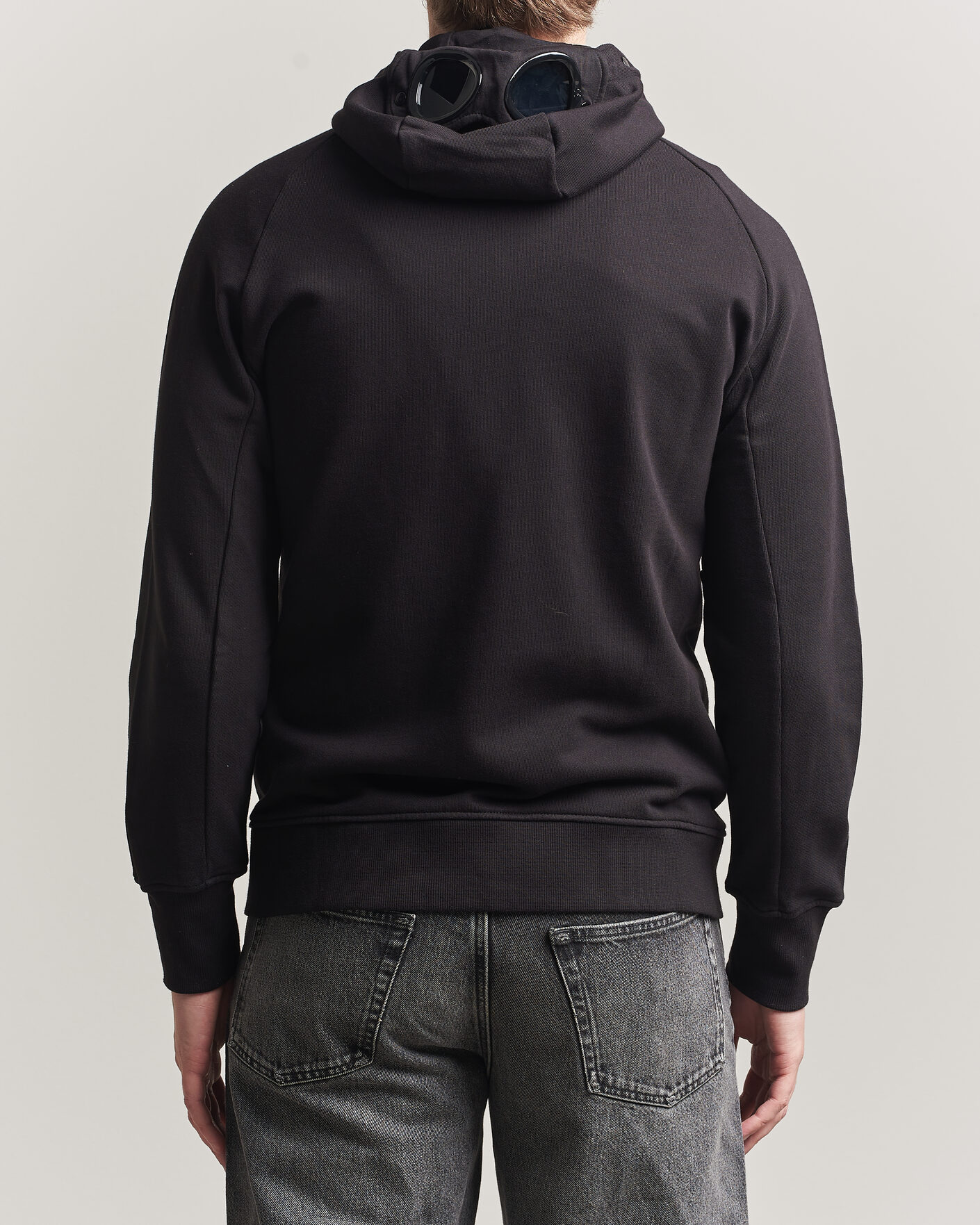 Heren | Truien | C.P. Company | Diagonal Raised Fleece Full Zip Goggle Hoodie Black