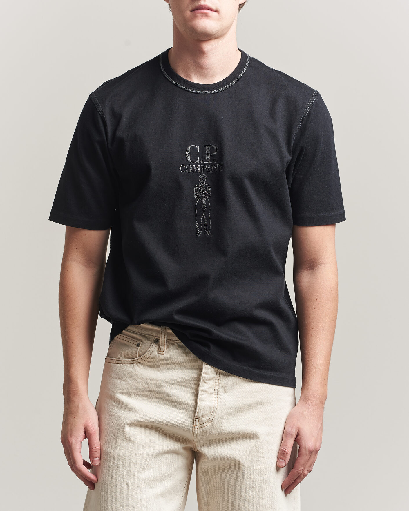 Heren | T-shirts | C.P. Company | Mercerized Heavy Cotton Chest Logo T-Shirt Black