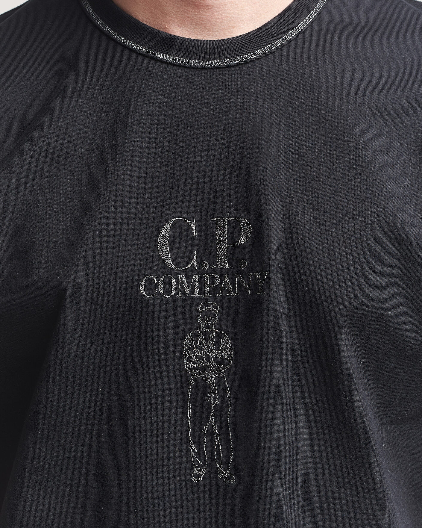 Heren | T-shirts | C.P. Company | Mercerized Heavy Cotton Chest Logo T-Shirt Black