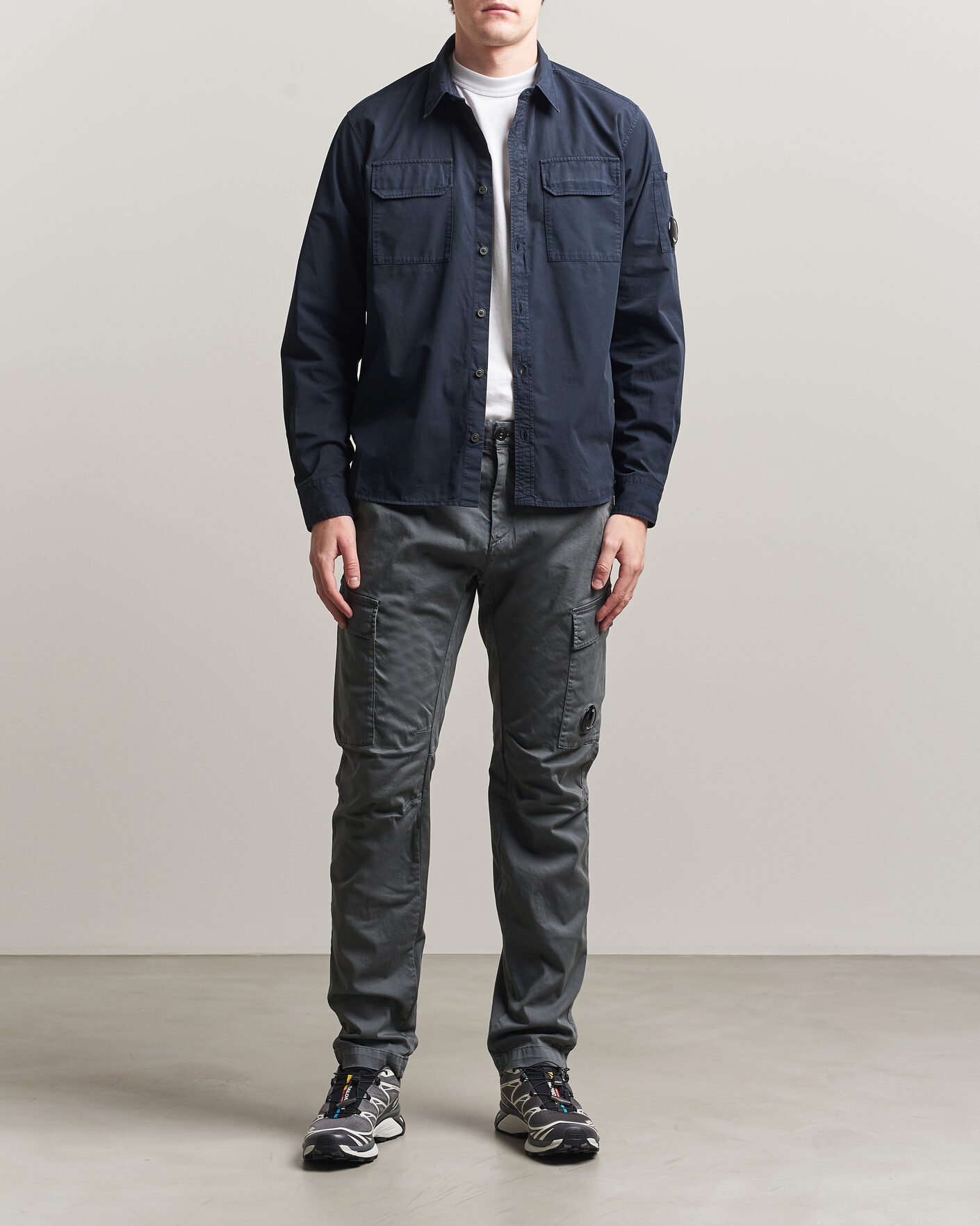 Heren | Broeken | C.P. Company | Satin Stretch Cargo Pants Dark Grey