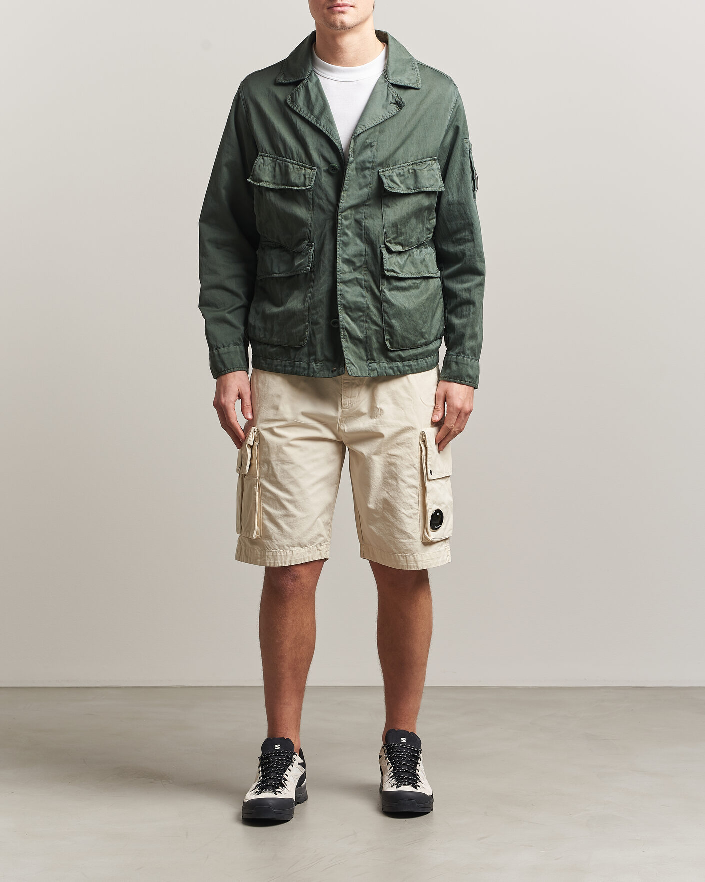Heren | Korte broek | C.P. Company | Cotton Gabardine Cargo Shorts Cream