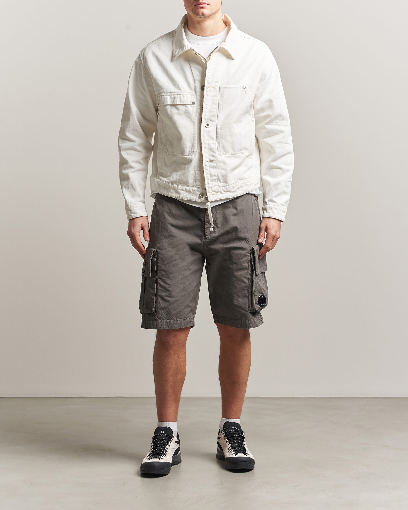 Heren | Korte broek | C.P. Company | Cotton Gabardine Cargo Shorts Washed Black