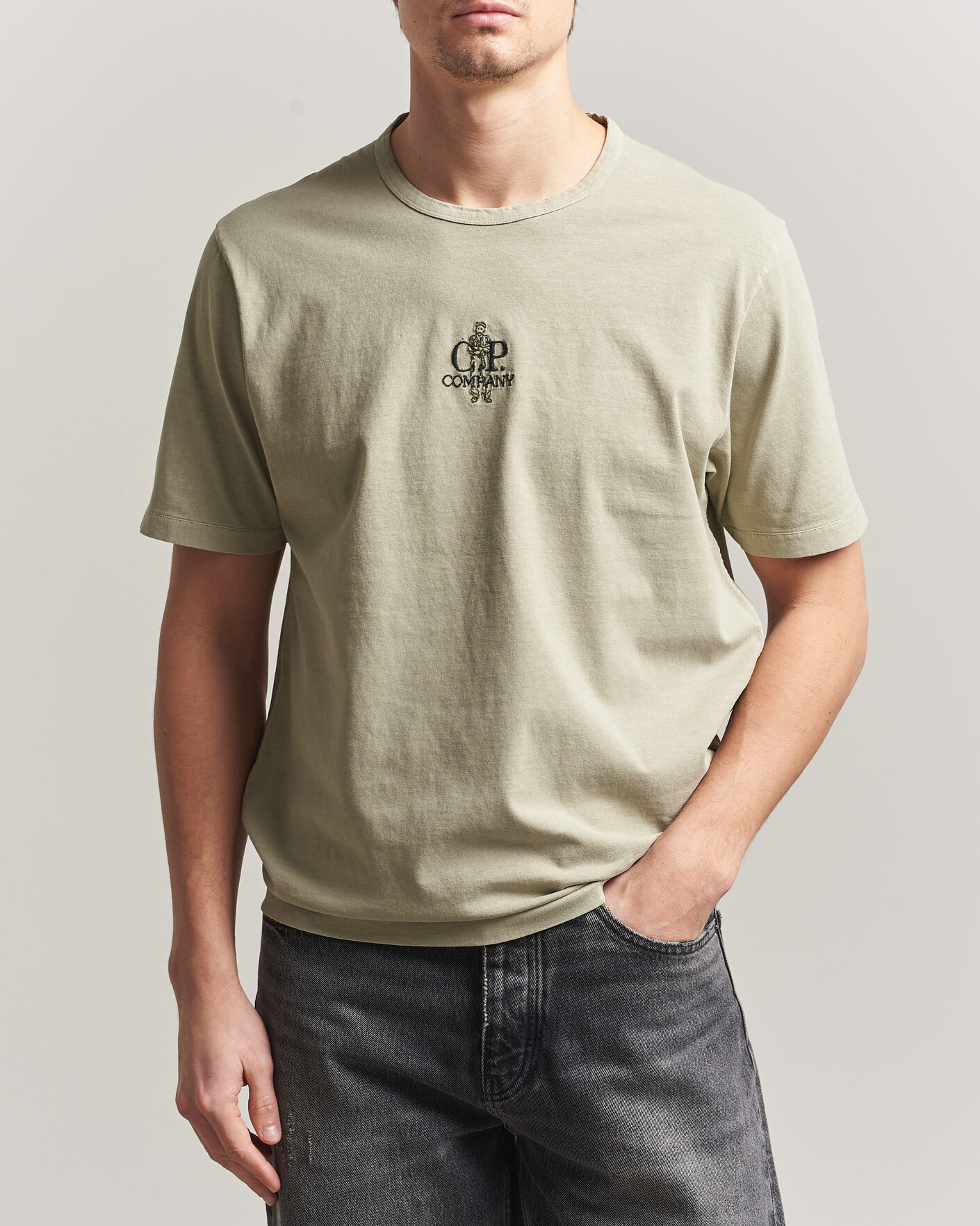 Heren | T-shirts | C.P. Company | Back Printed Cotton T-Shirt Washed Green