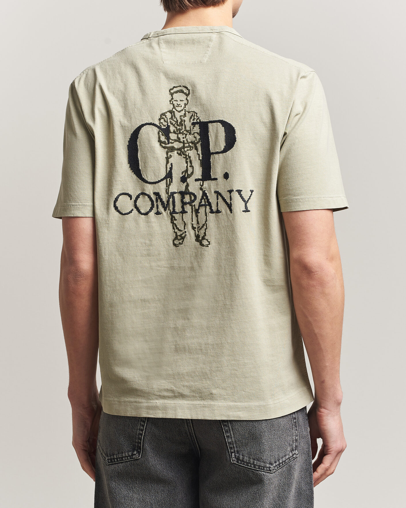 Heren | T-shirts | C.P. Company | Back Printed Cotton T-Shirt Washed Green