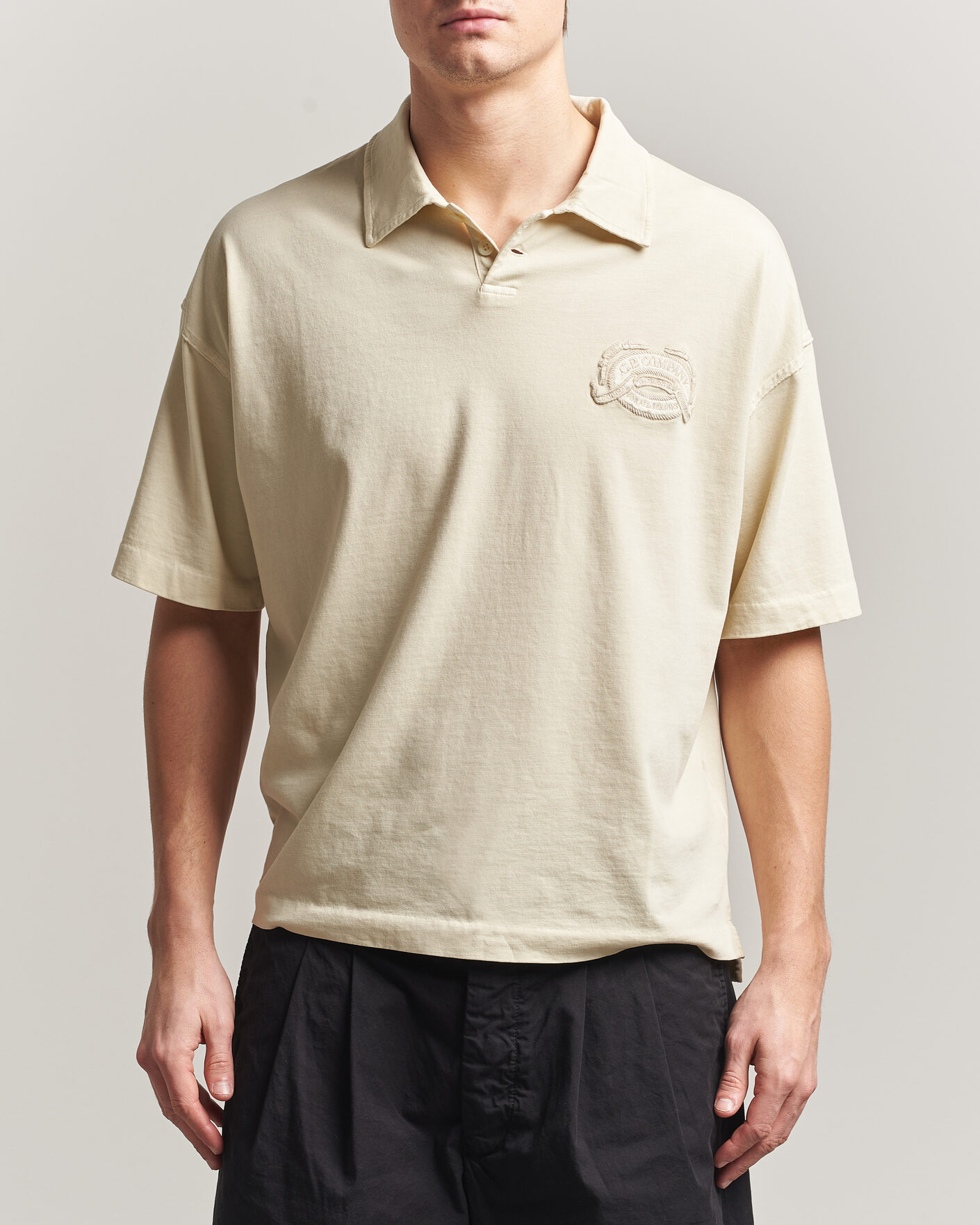 Heren | Polo's | C.P. Company | Boxy Fit Cotton Logo Polo Cream