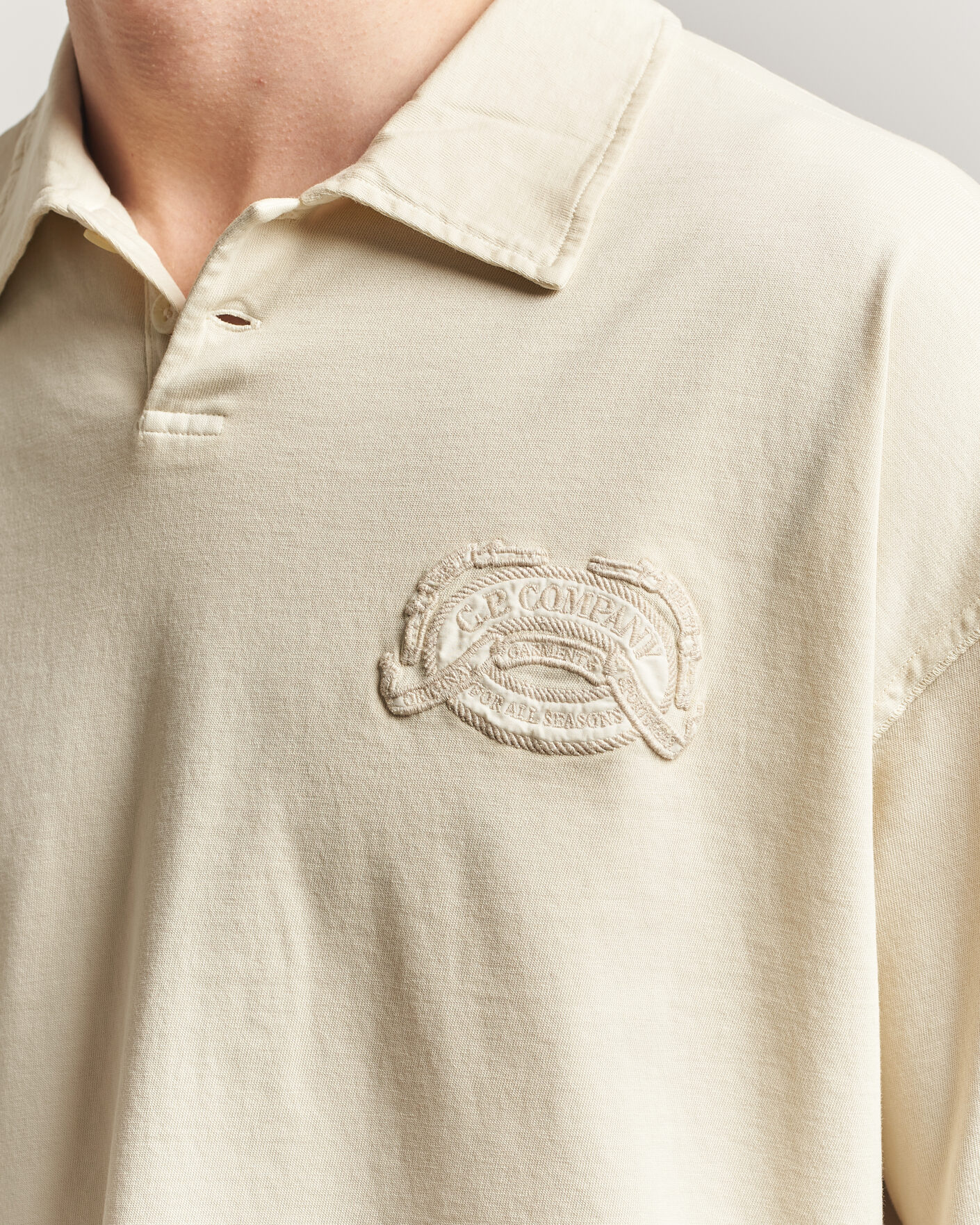 Heren | Polo's | C.P. Company | Boxy Fit Cotton Logo Polo Cream