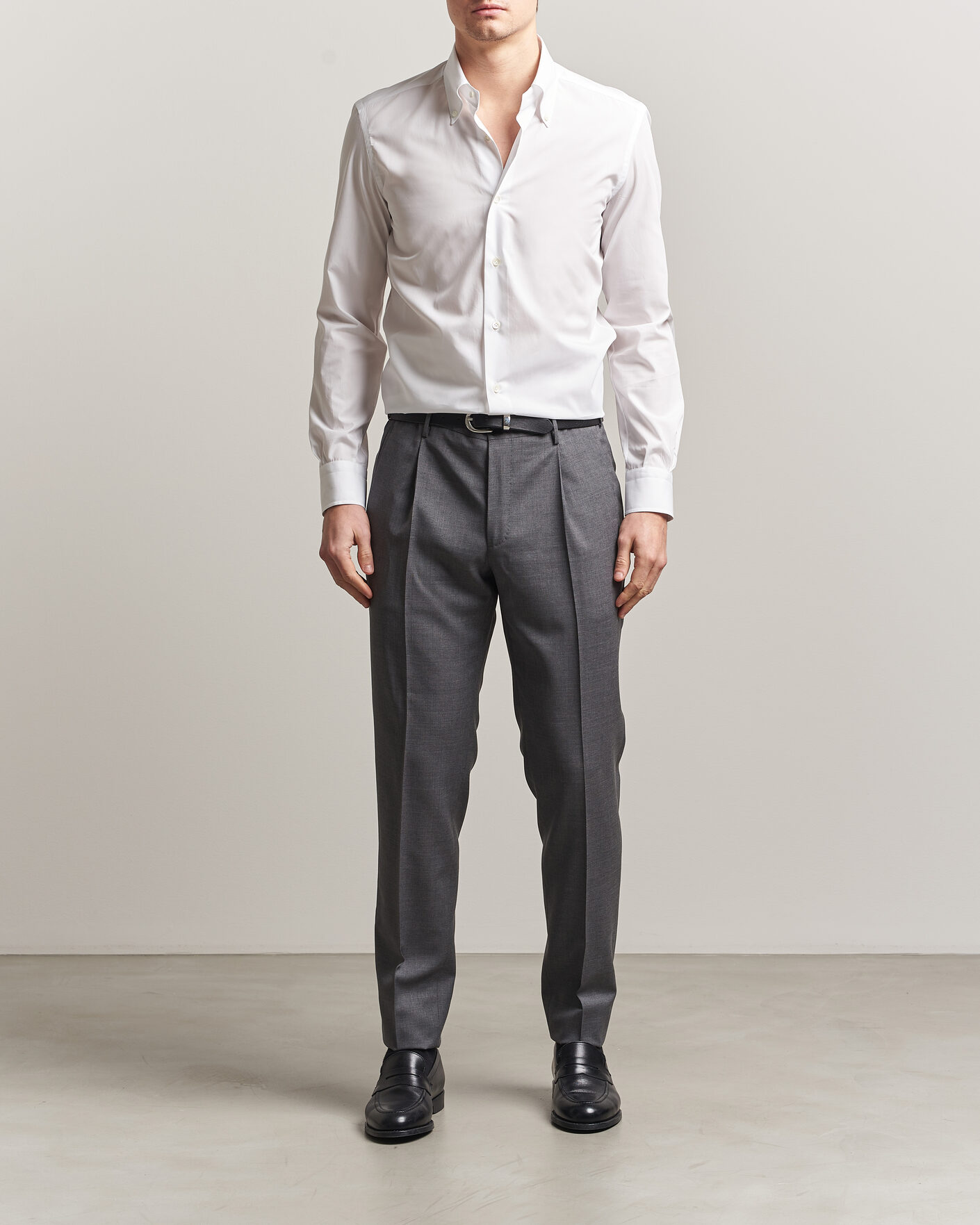 Heren | Overhemden | Mazzarelli | Soft Cotton Button Down Shirt White