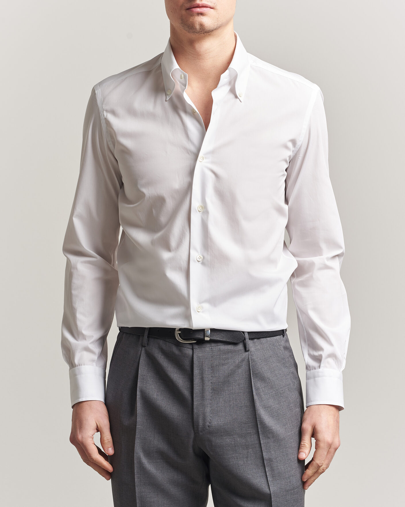 Heren | Overhemden | Mazzarelli | Soft Cotton Button Down Shirt White