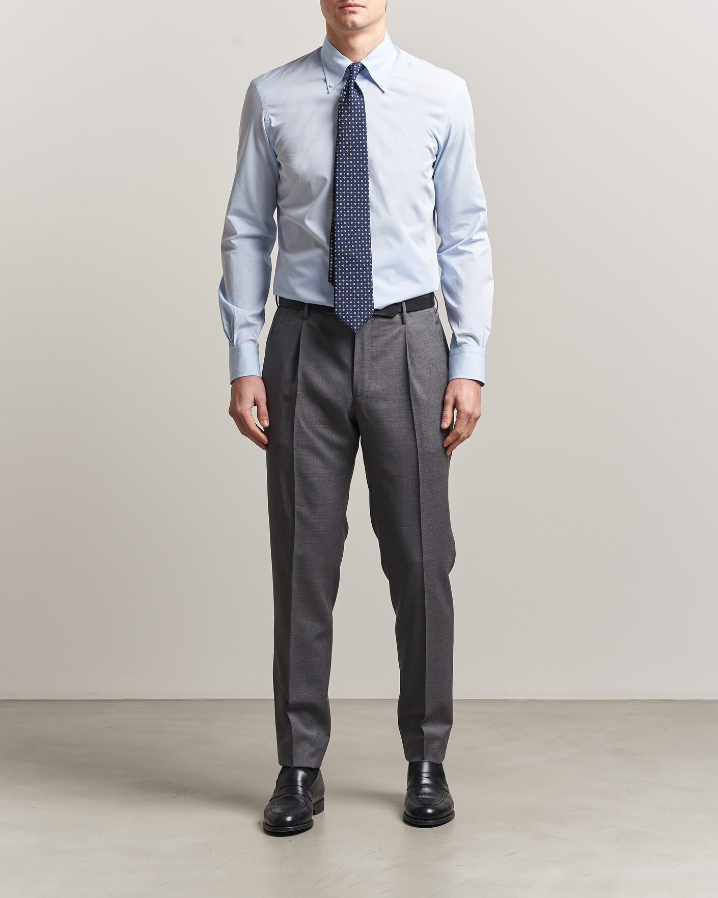 Heren | Overhemden | Mazzarelli | Soft Cotton Button Down Shirt Light Blue