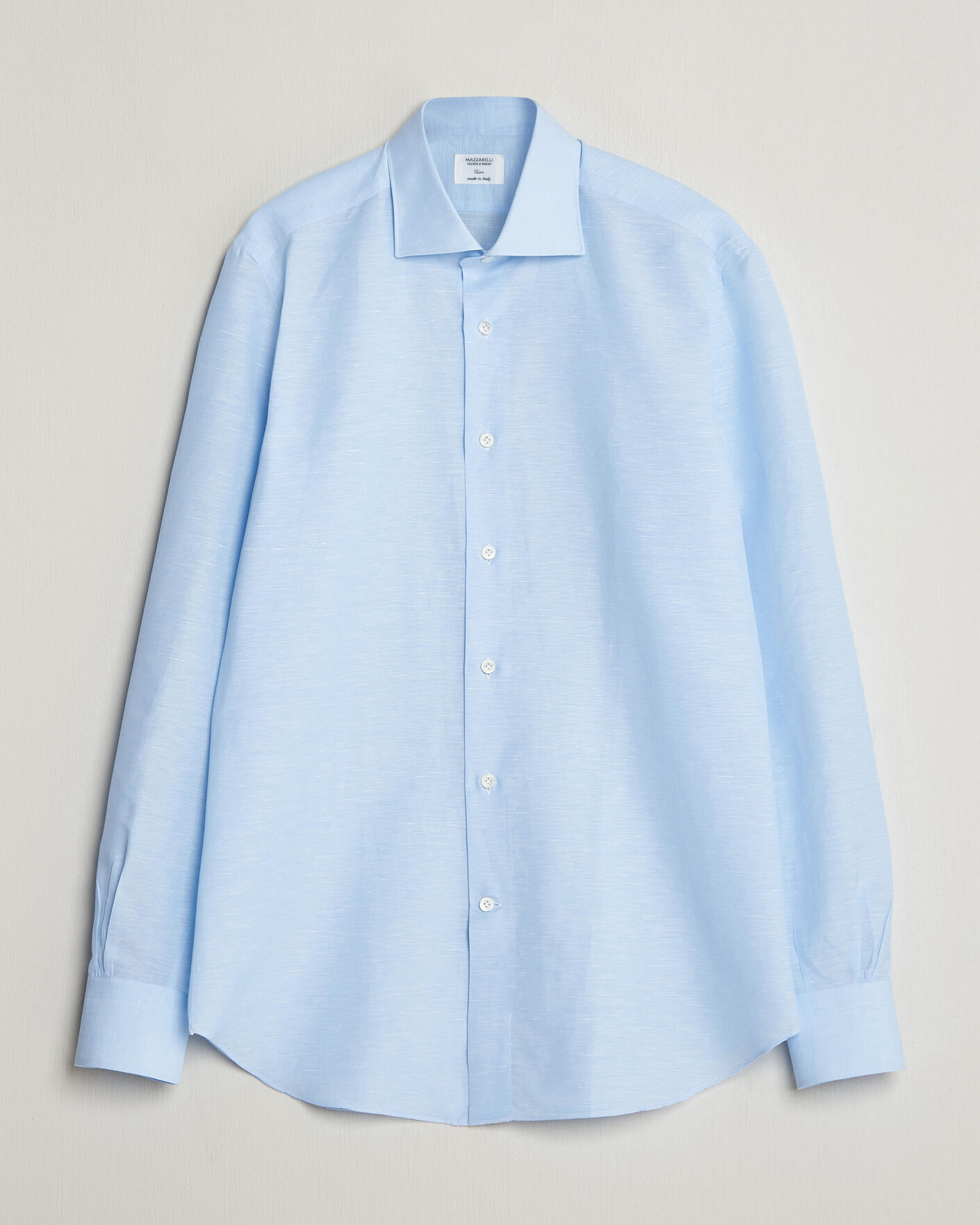 Heren | Overhemden | Mazzarelli | Soft Cotton/Linen Shirt Light Blue