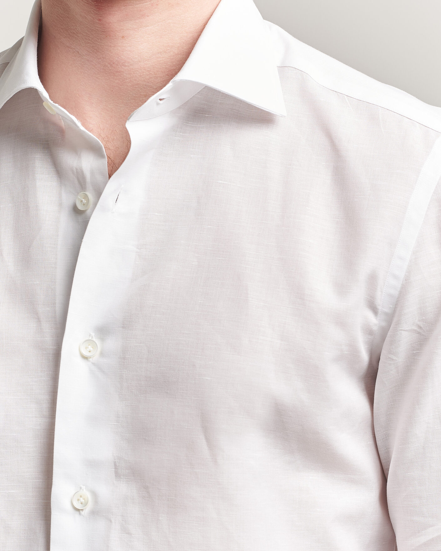 Heren | Overhemden | Mazzarelli | Soft Cotton/Linen Shirt White