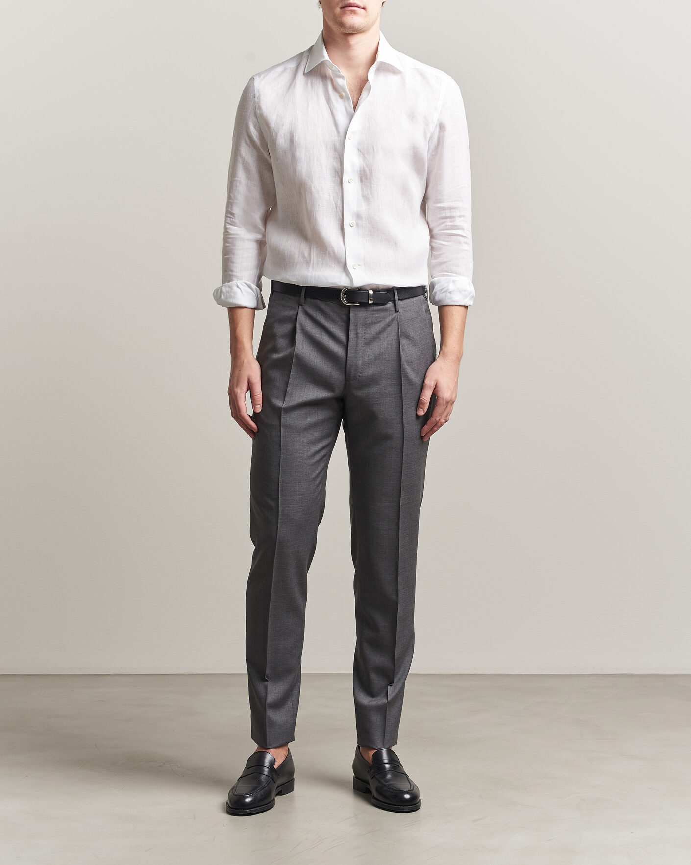 Heren | Overhemden | Mazzarelli | Soft Linen Shirt White