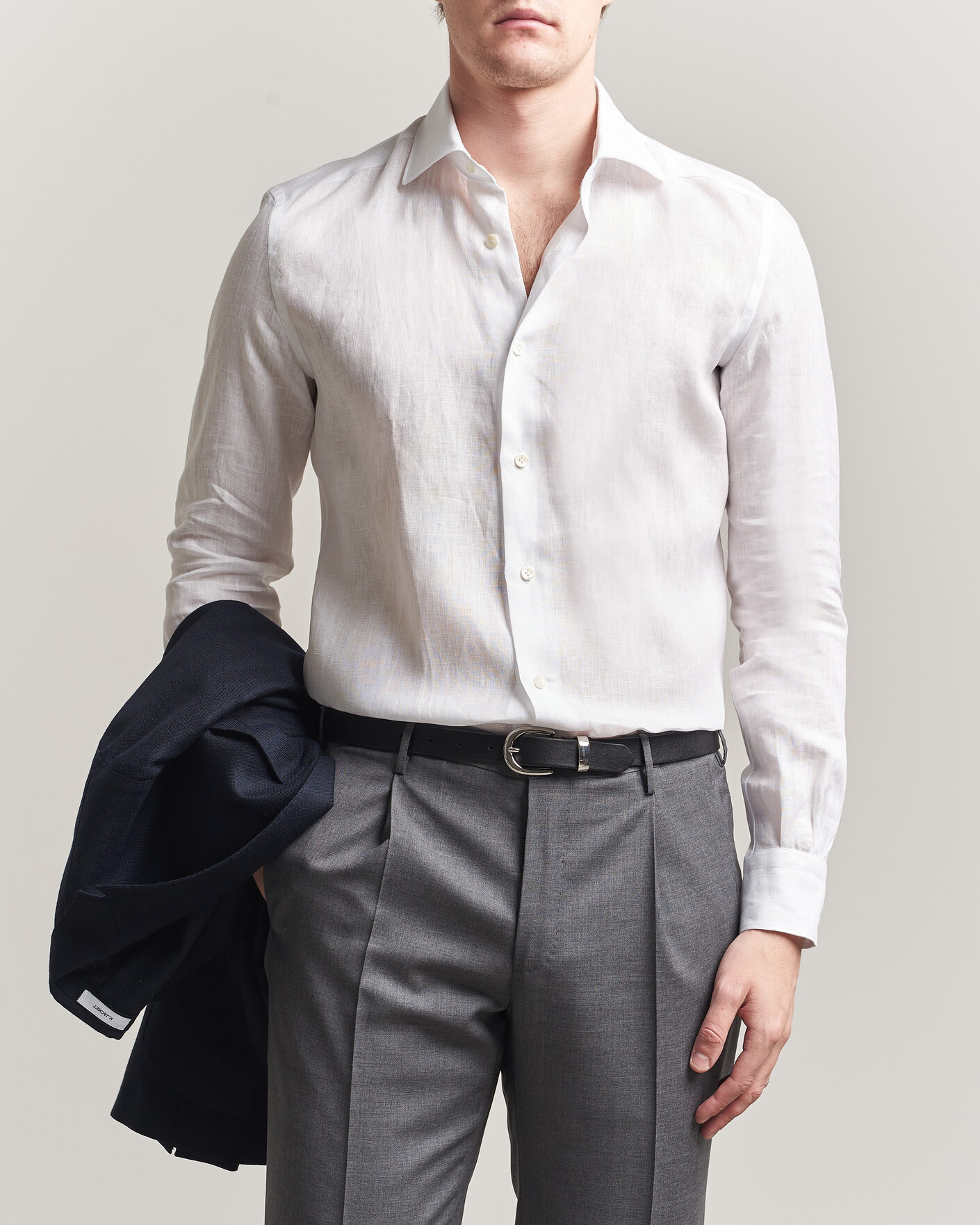 Heren | Overhemden | Mazzarelli | Soft Linen Shirt White