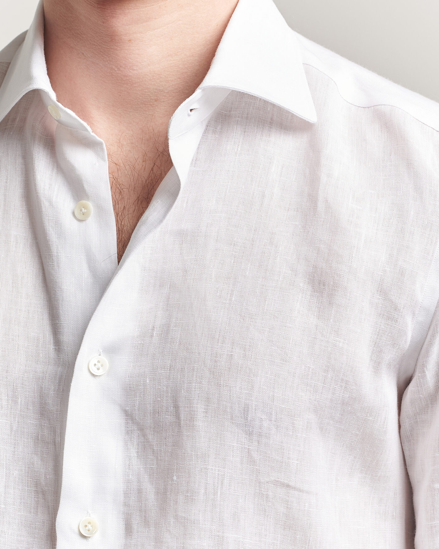 Heren | Overhemden | Mazzarelli | Soft Linen Shirt White