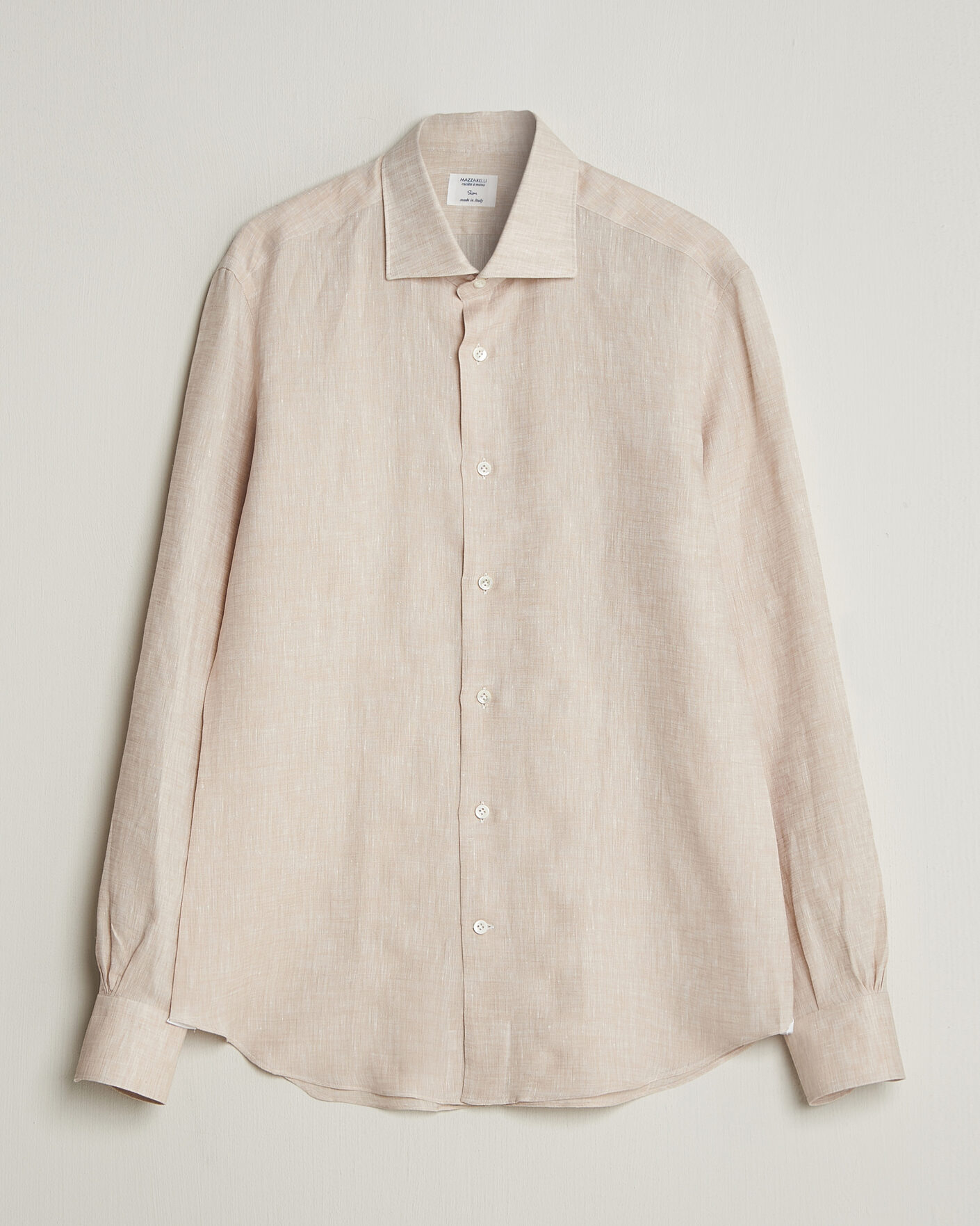 Heren | Overhemden | Mazzarelli | Soft Linen Shirt Beige