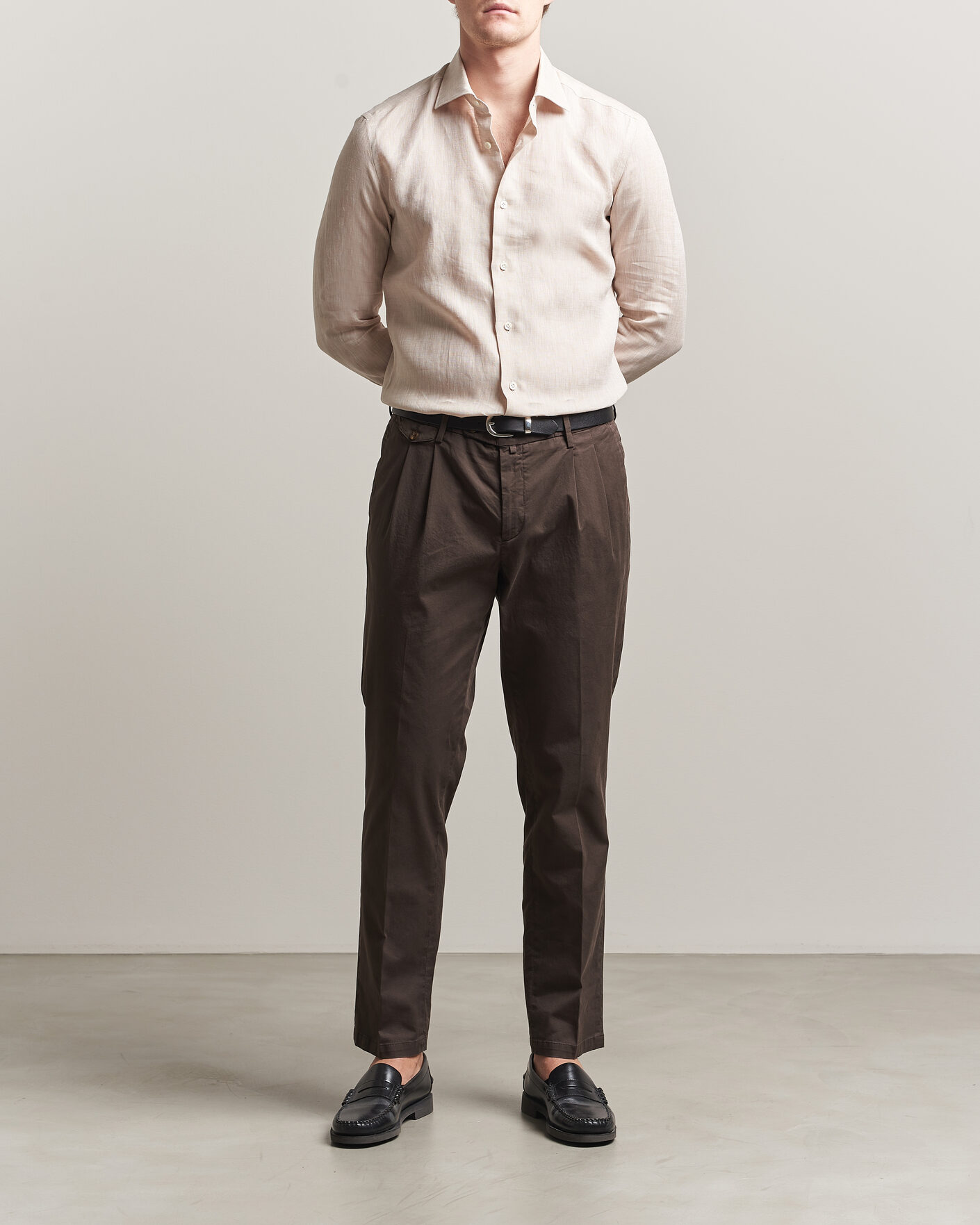Heren | Overhemden | Mazzarelli | Soft Linen Shirt Beige