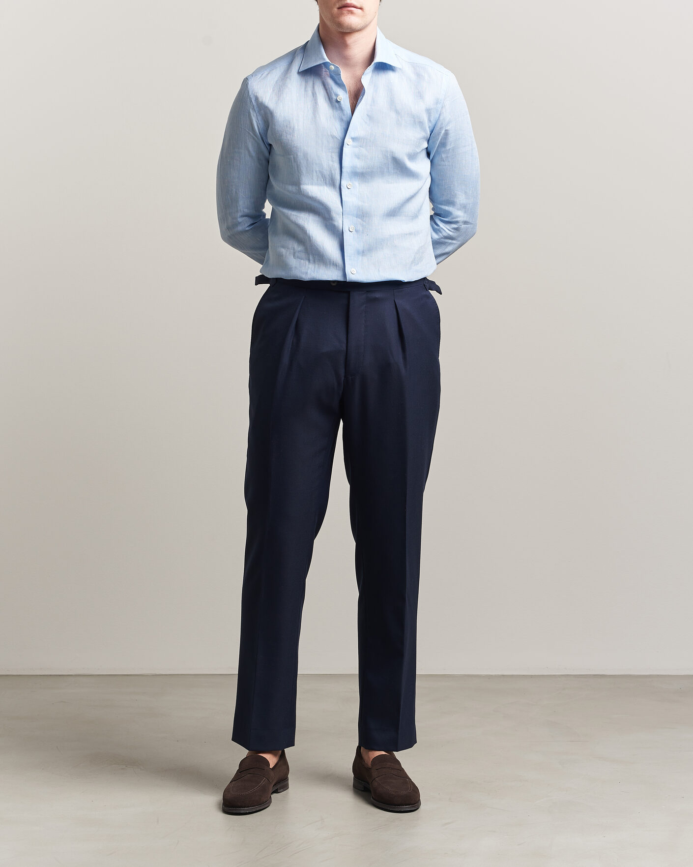 Heren | Overhemden | Mazzarelli | Soft Linen Shirt Light Blue