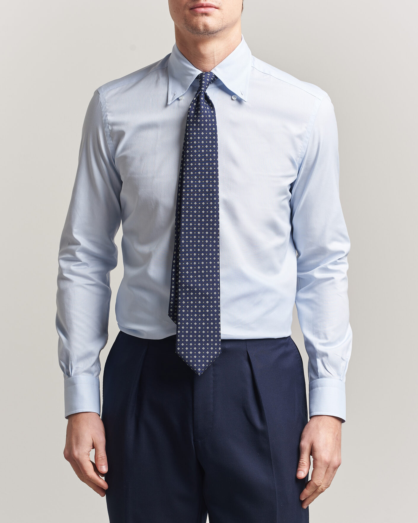 Heren | Overhemden | Mazzarelli | Soft Oxford Button Down Shirt Light Blue