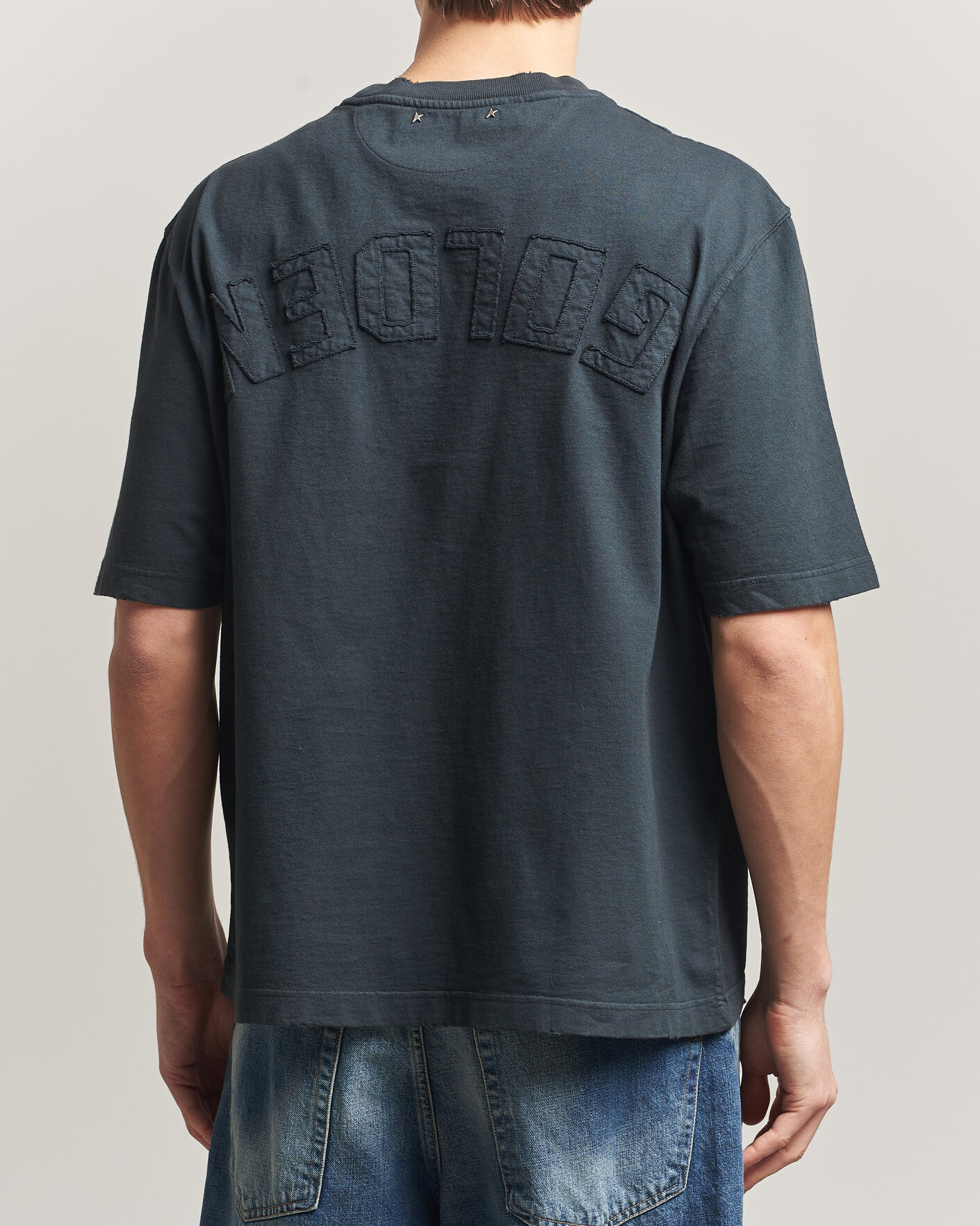 Heren | T-shirts | Golden Goose | Relaxed Fit Cotton T-Shirt Washed Black